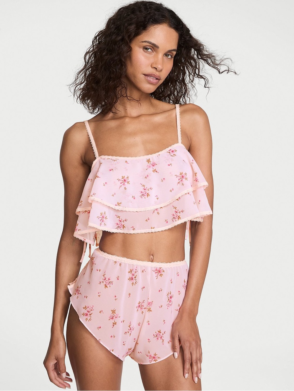 Victorias Secret Wisteria Sheer Chiffon Flutter Lingerie Sleep Set